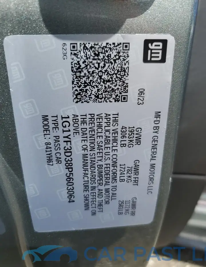 1G1YF3D38P5603064# 12