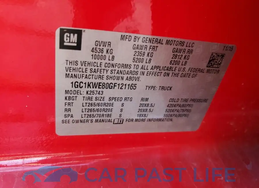 1GC1KWE80GF121165# 12