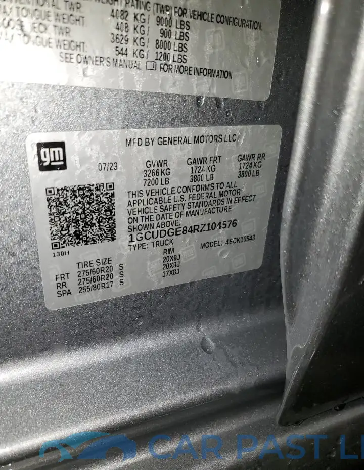 1GCUDGE84RZ104576# 13