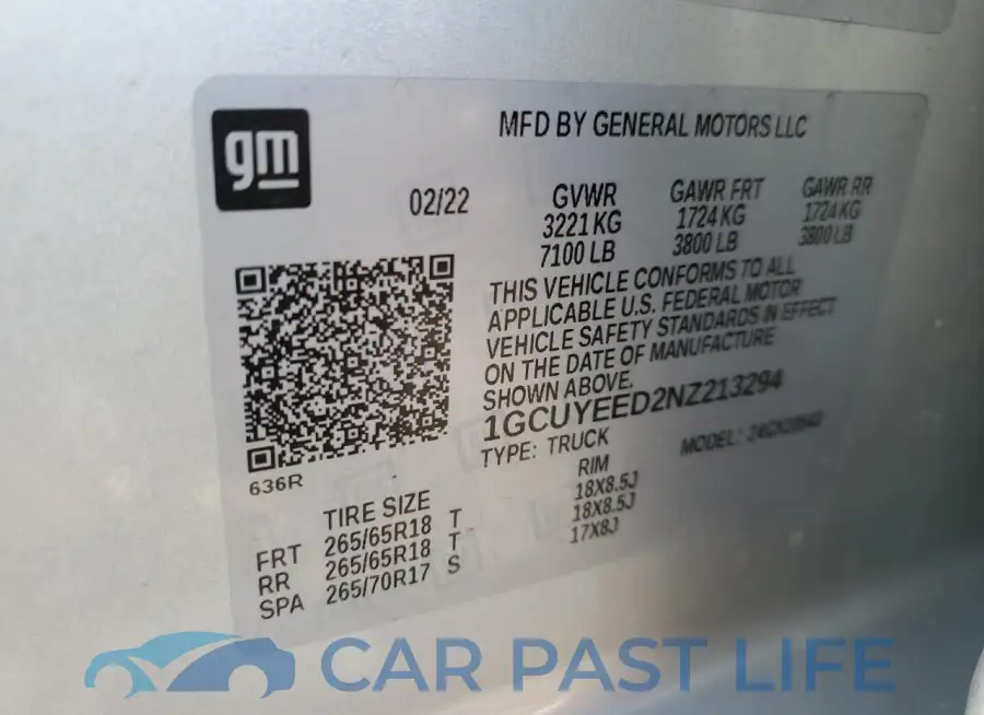 1GCUYEED2NZ213294# 12