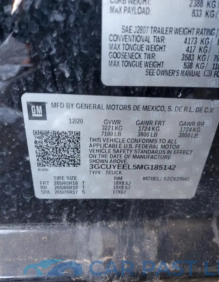 3GCUYEEL5MG185142# 12