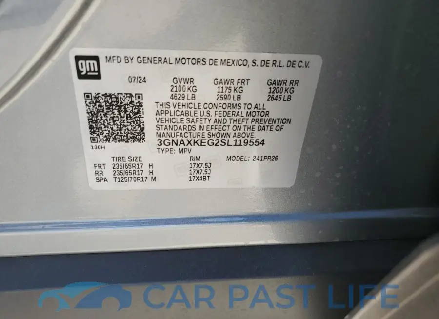 3GNAXKEG2SL119554# 13