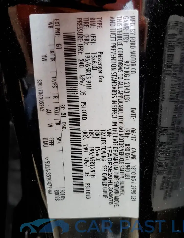 1FADP3E20HL304678# 12