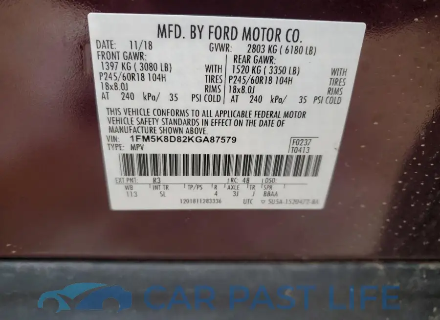 1FM5K8D82KGA87579# 13