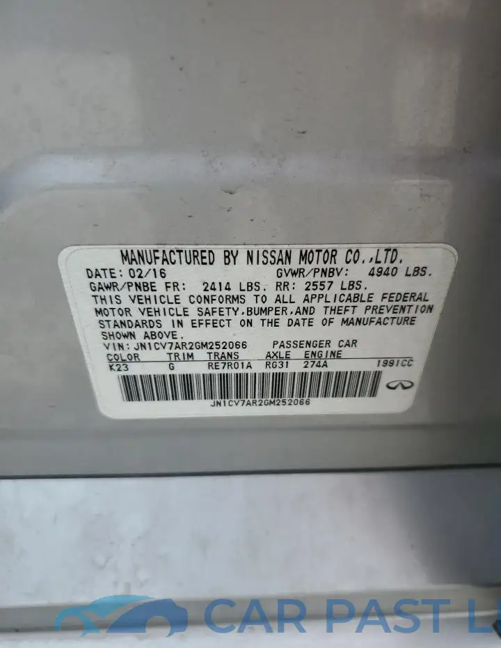 JN1CV7AR2GM252066# 12