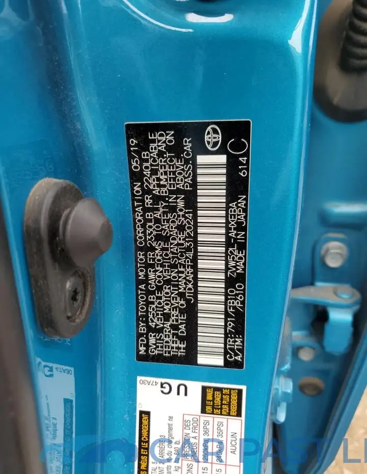 JTDKARFP4L3120241# 12