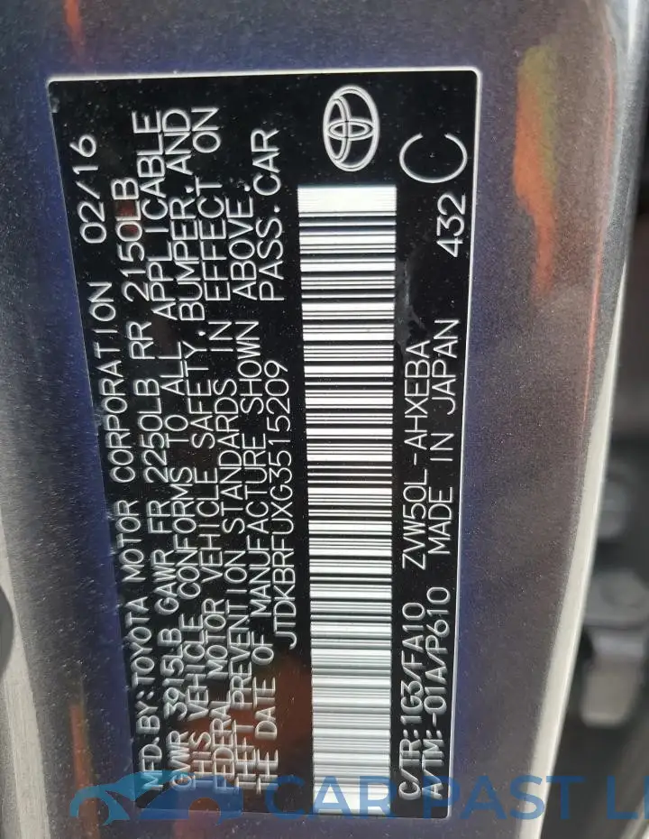 JTDKBRFUXG3515209# 12