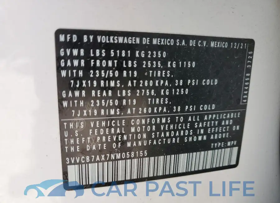 3VVCB7AX7NM058155# 14