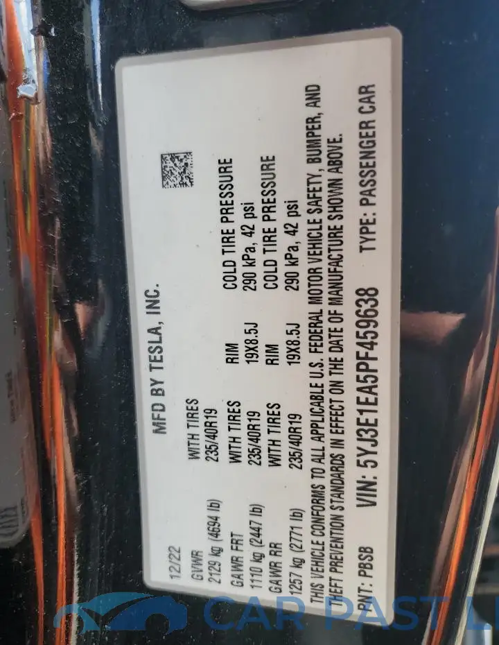 5YJ3E1EA5PF459638# 12