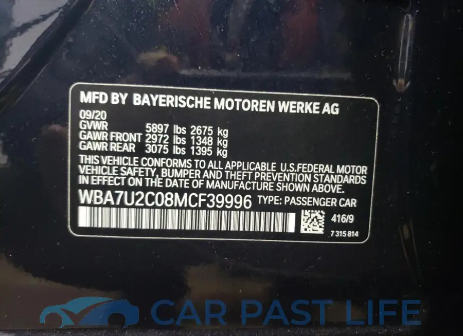 WBA7U2C08MCF39996# 12