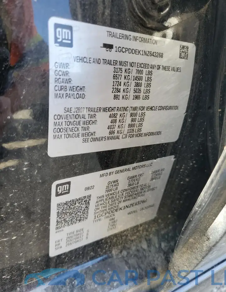 1GCPDDEK1NZ643268# 12