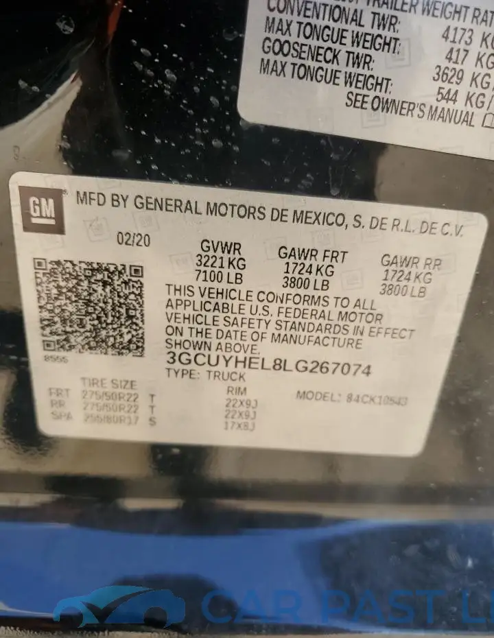 3GCUYHEL8LG267074# 12