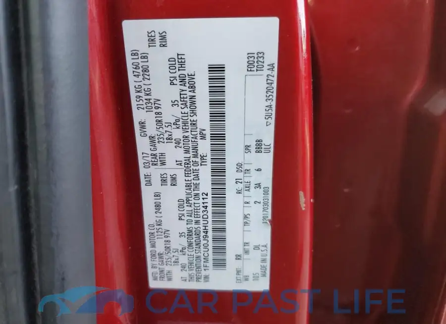 1FMCU0J94HUD34112# 12