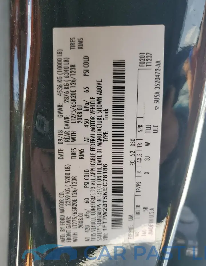 1FT7W2BT5KEC78186# 12