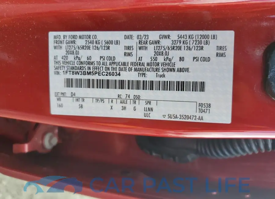 1FT8W3BM5PEC26034# 12