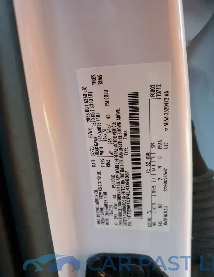 1FTEW1CP4LKD96087# 12
