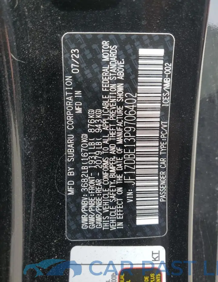 JF1ZDBE13P9706402# 13