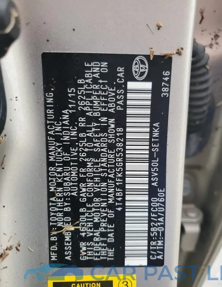4T4BF1FK5GR538218# 13