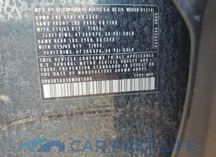 3VV3B7AX3KM081508# 13