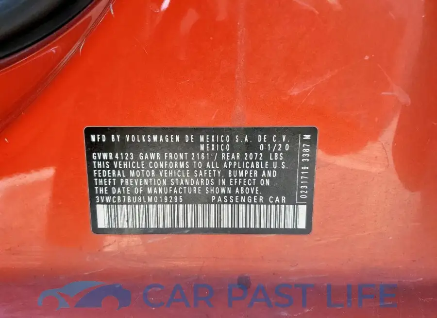 3VWCB7BU8LM019295# 12