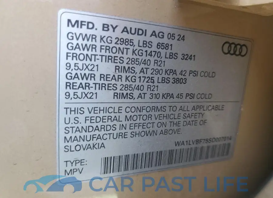 WA1LVBF75SD007014# 12