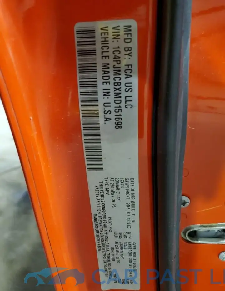 1C4PJMCBXMD151698# 13