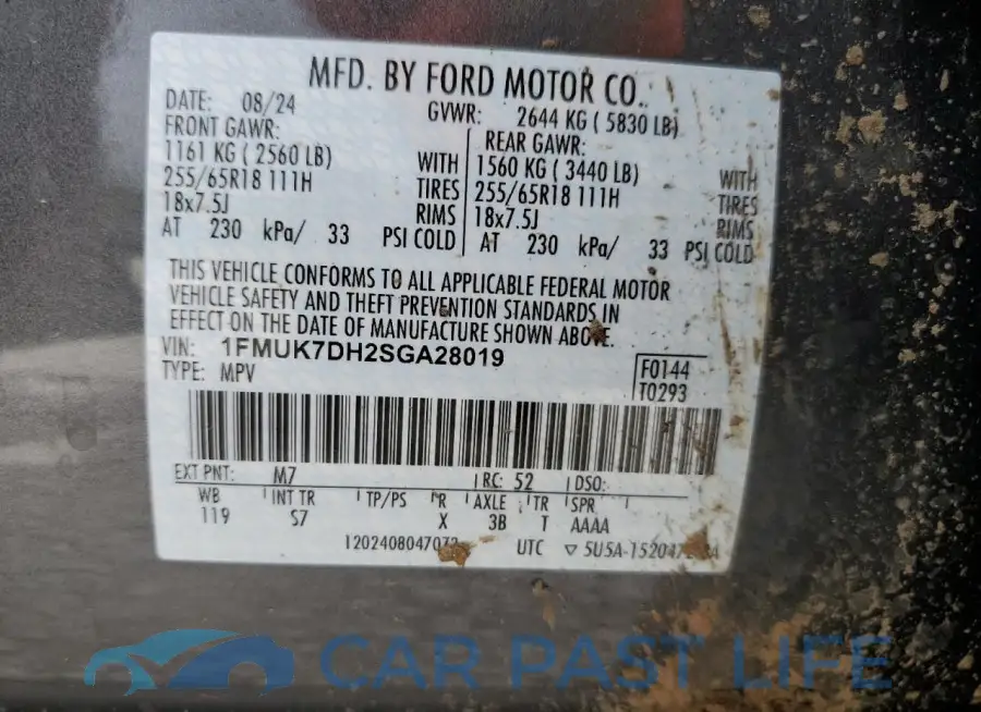 1FMUK7DH2SGA28019# 13