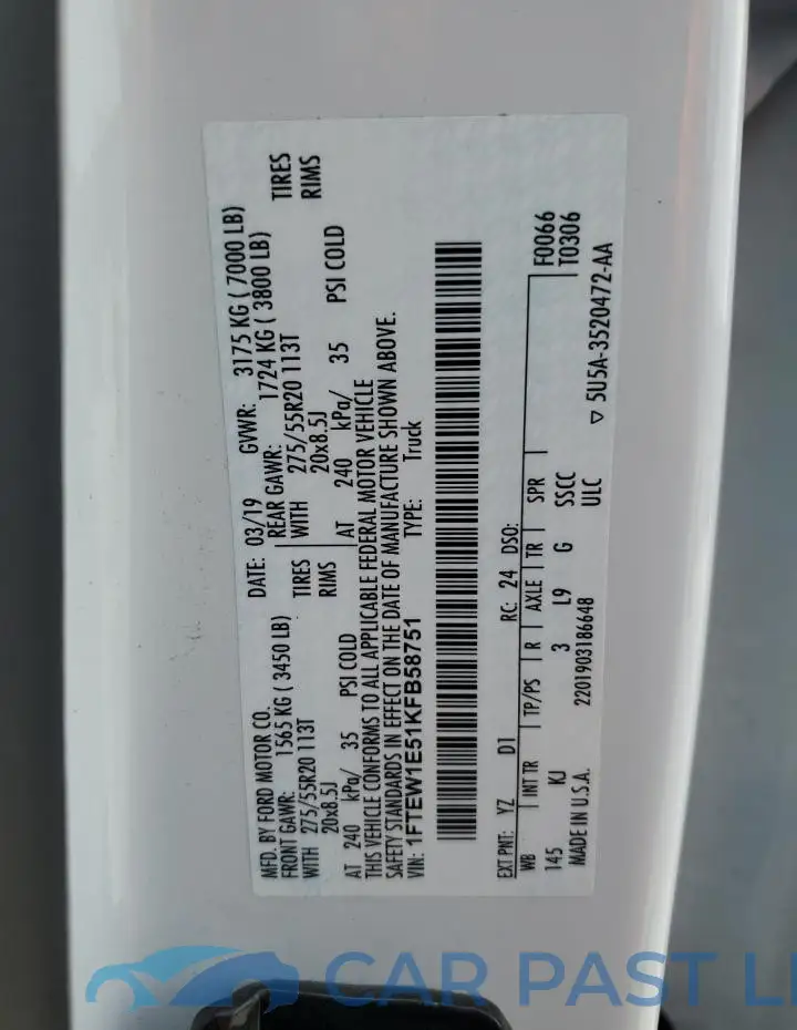 1FTEW1E51KFB58751# 13