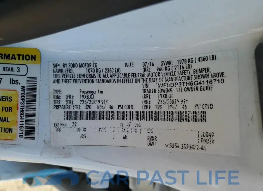 WF0DP3TH6G4116710# 12