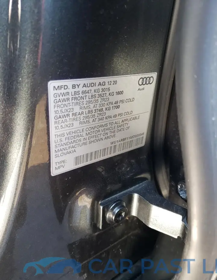 WU1ARBF11MD020345# 12