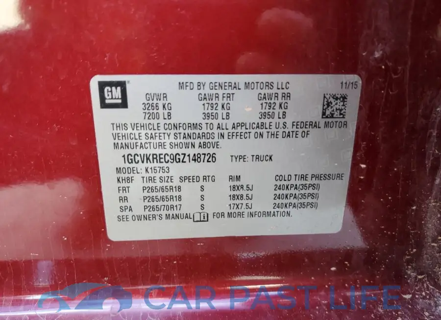 1GCVKREC9GZ148726# 13