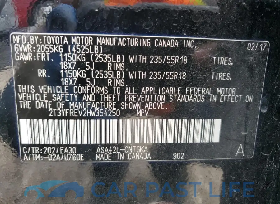 2T3YFREV2HW354250# 13