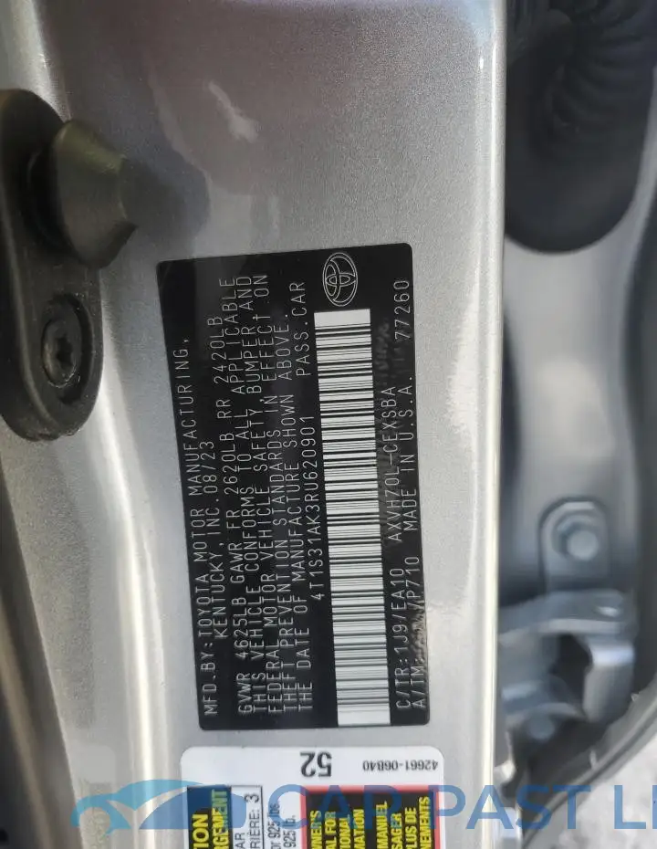4T1S31AK3RU620901# 12