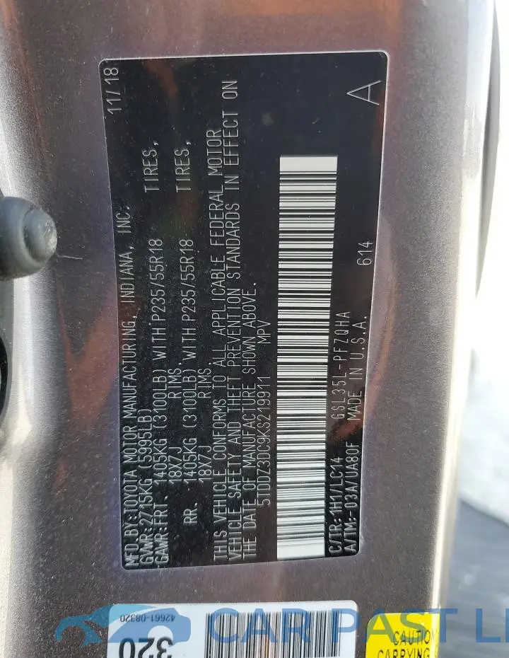 5TDDZ3DC9KS219911# 14