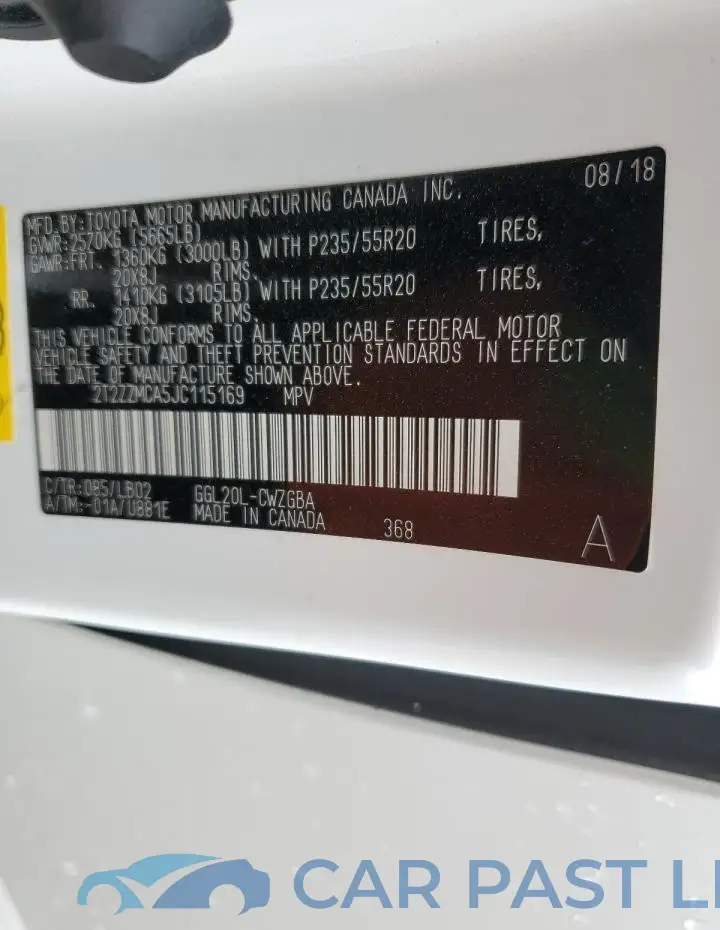 2T2ZZMCA5JC115169# 13