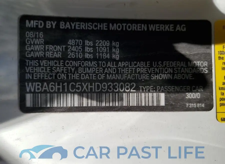 WBA6H1C5XHD933082# 12