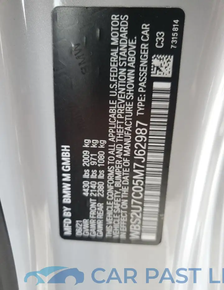 WBS2U7C05M7J62987# 12
