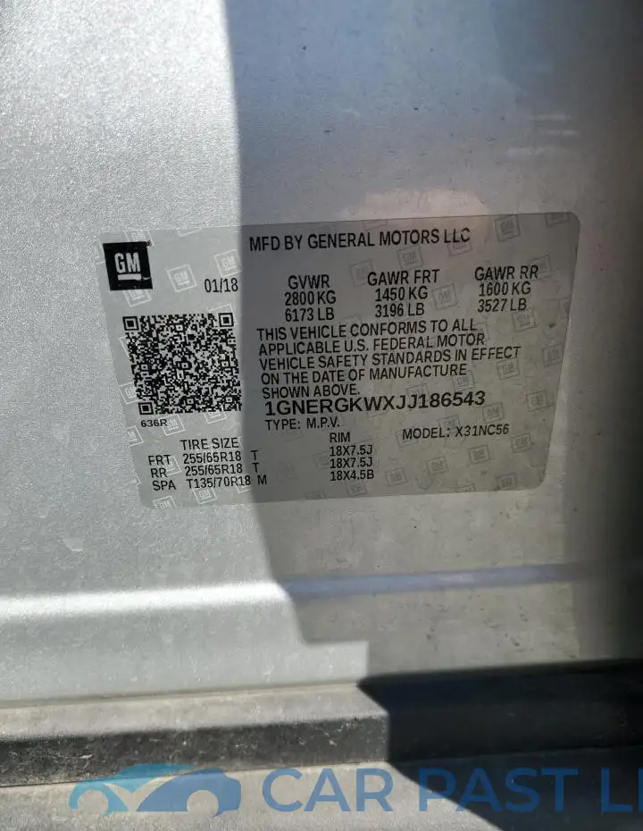 1GNERGKWXJJ186543# 13