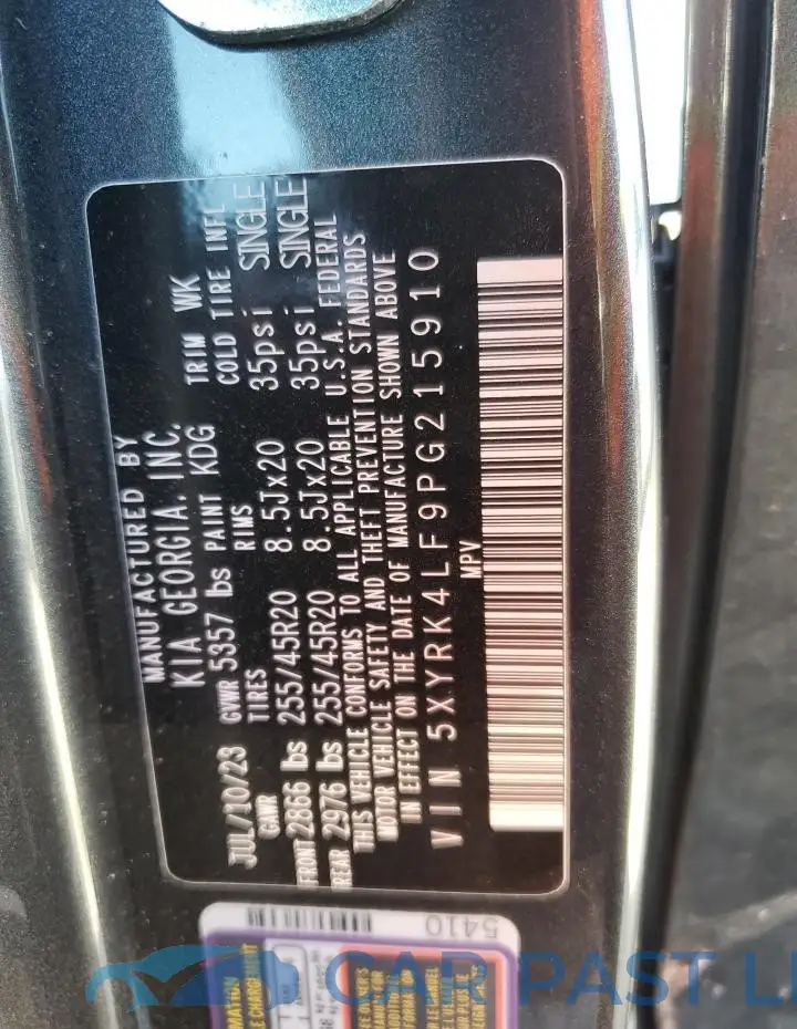 5XYRK4LF9PG215910# 13