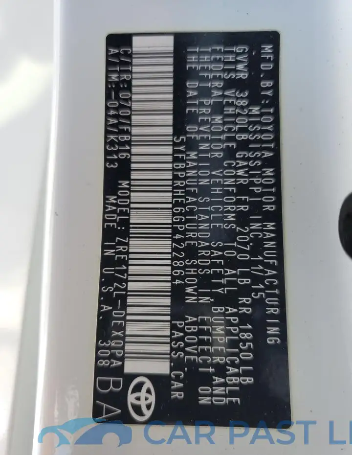 5YFBPRHE6GP422864# 13