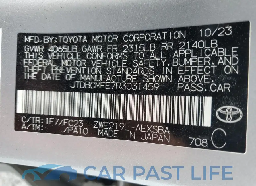 JTDBCMFE7R3031459# 12