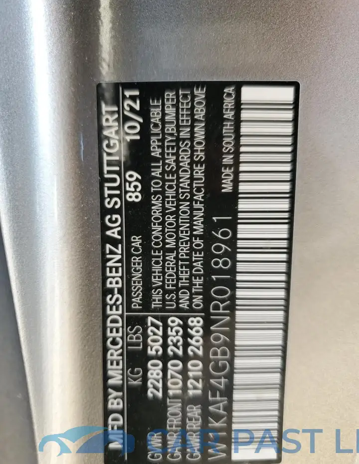 W1KAF4GB9NR018961# 12