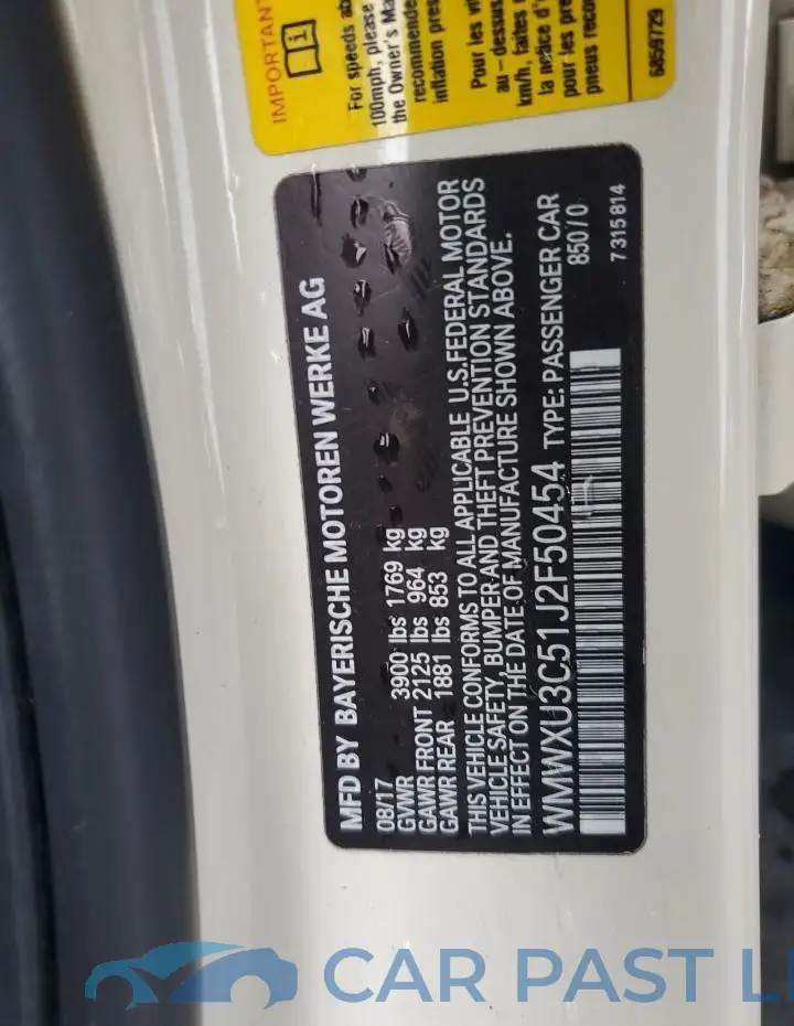 WMWXU3C51J2F50454# 12