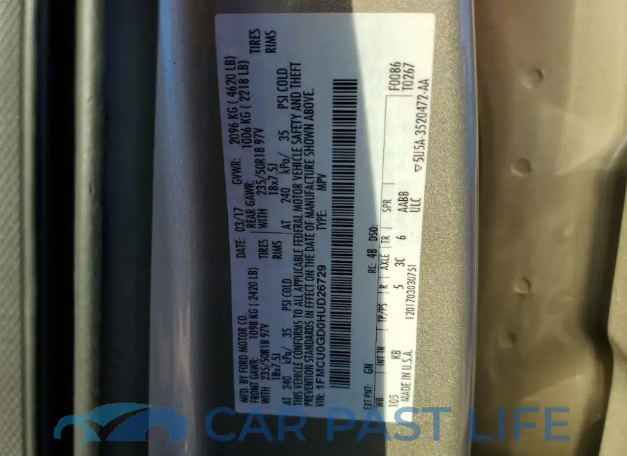 1FMCU0GD0HUD26729# 13