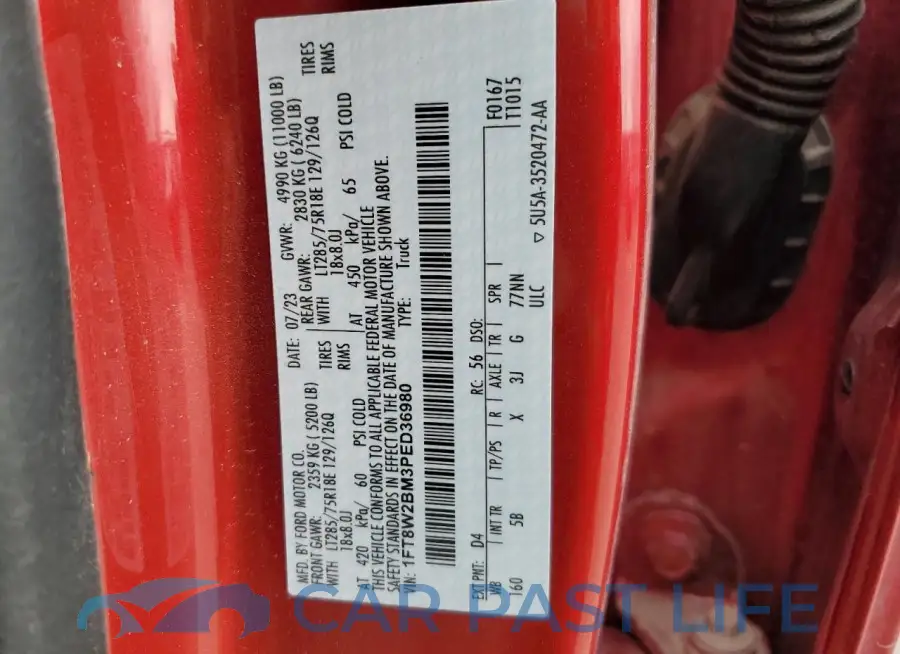 1FT8W2BM3PED36980# 12