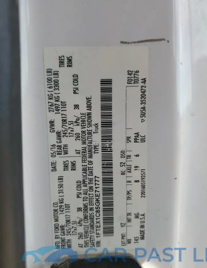 1FTEX1C85GKE71777# 12