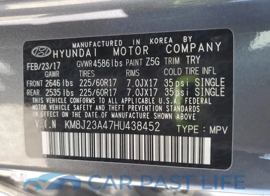 KM8J23A47HU438452# 12