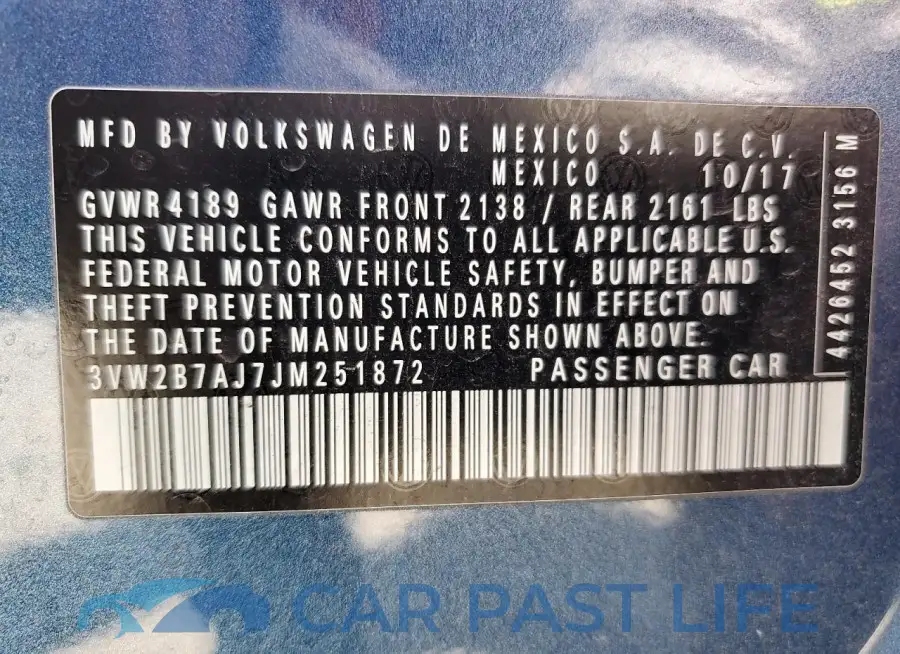 3VW2B7AJ7JM251872# 12