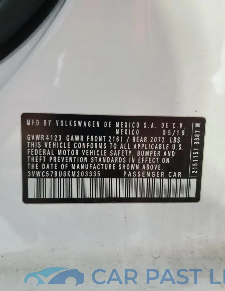 3VWC57BU8KM203335# 12