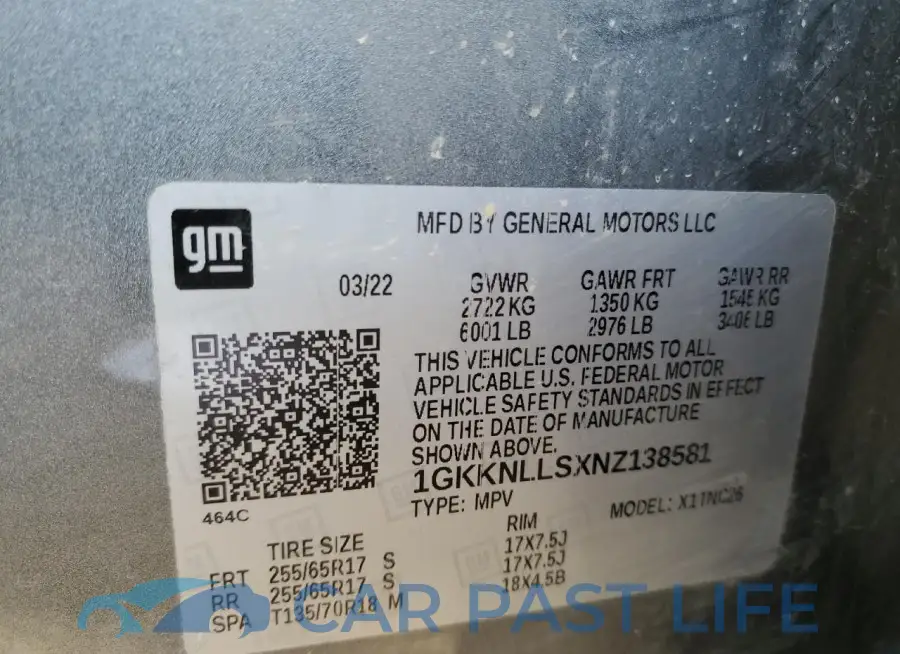 1GKKNLLSXNZ138581# 13